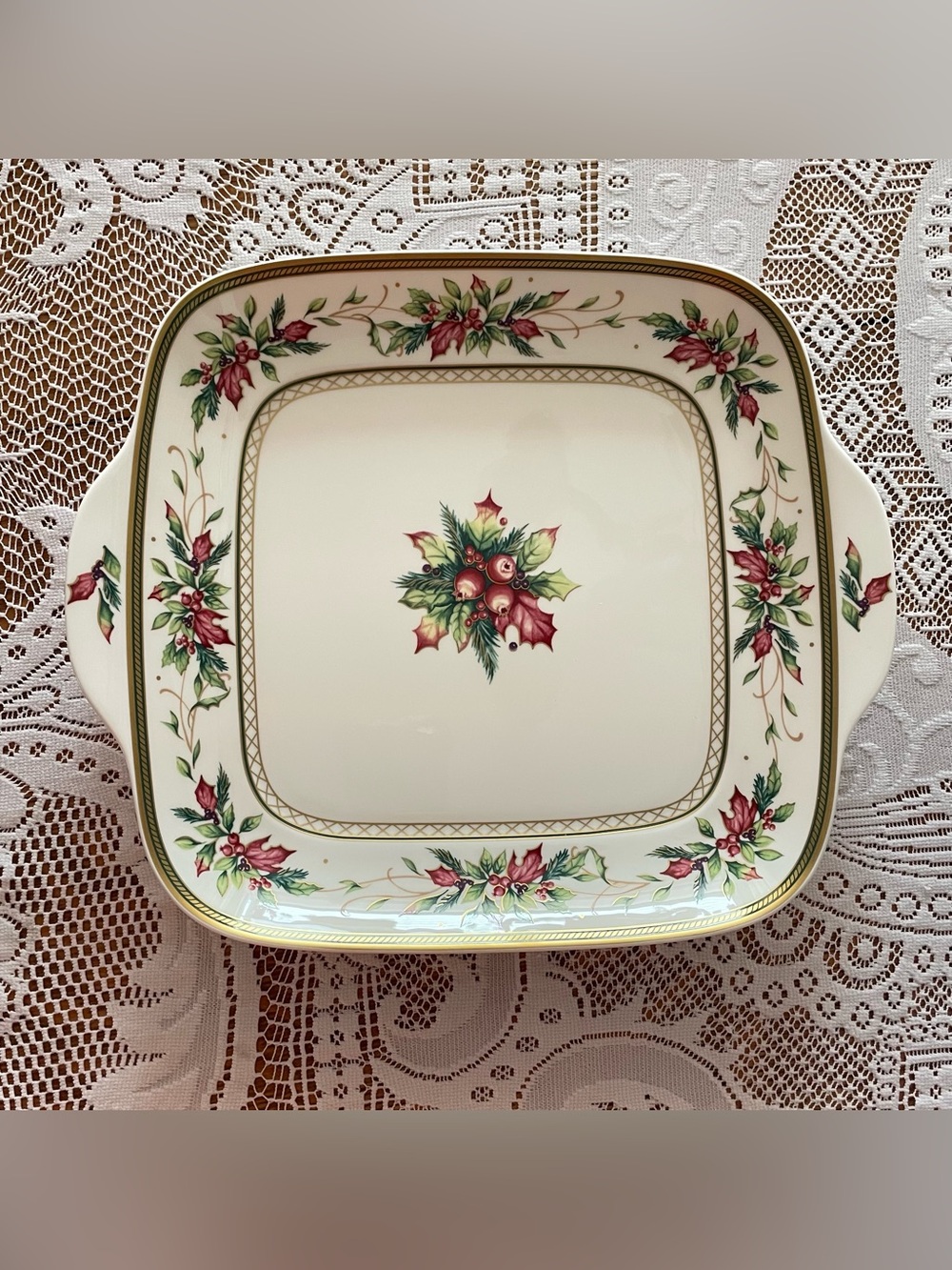 Fitz and Floyd Winter Holiday Square Serving Tray NIB